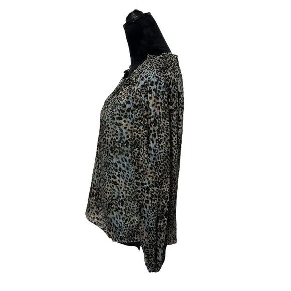 Rebecca Taylor Lynx Tie Sage Leopard Print Blouse Size 6 - Picture 10 of 15